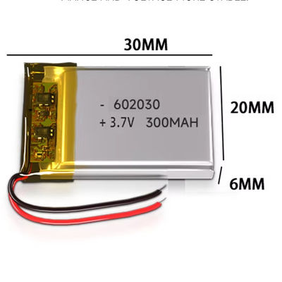 Guter Preis Leistungsstarke Li-Polymer-Batterie 3,7V 602030 300mAh für Beleuchtungsgeräte und elektrisches Spielzeug Online